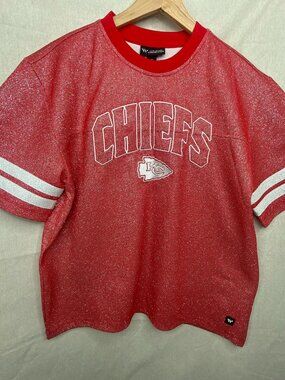 The Wild Collective NFL Kansas City Chiefs Sparkle Jersey Shirt Women Medium